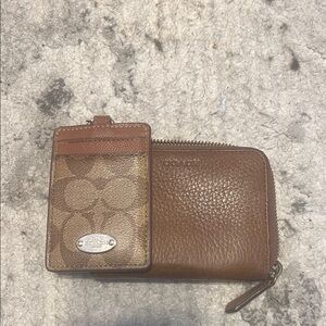 Coach Tan and Brown Wallet and Card Holder